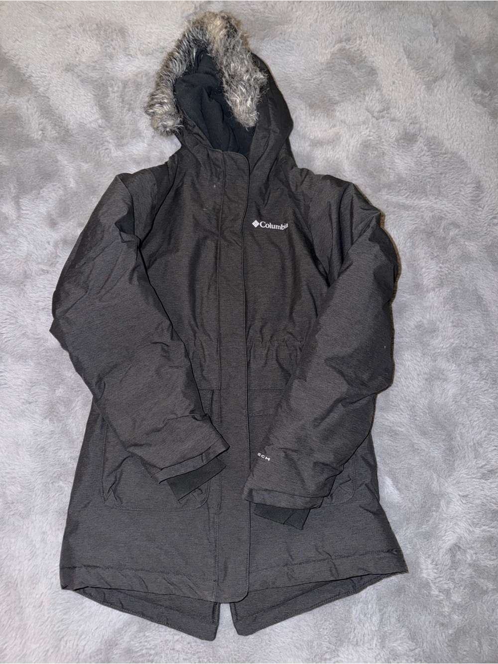 Columbia Kids Black Winter Parka Jacket with Faux Fur Hood